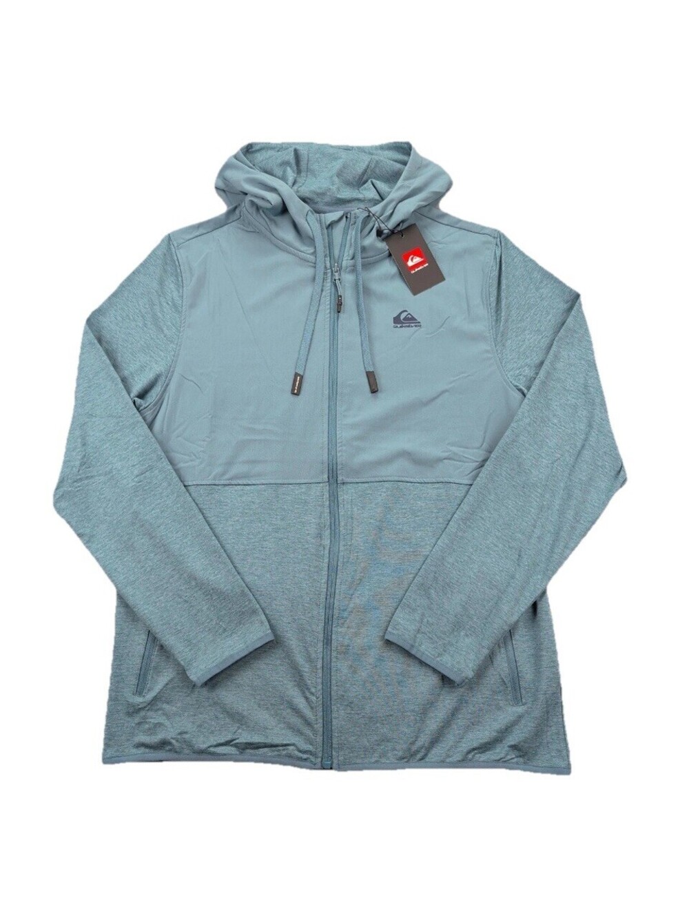 Quiksilver DryFlight Jacket Mens Small Smoke Blue Full Zip Hooded Stretch